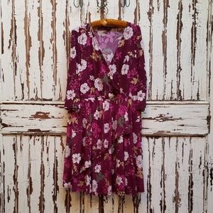 Magenta flower wrap dress